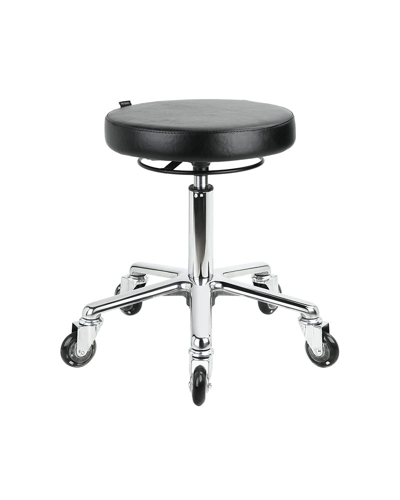 Rund Black - Tabouret de coiffure noir - Base étoile chromée